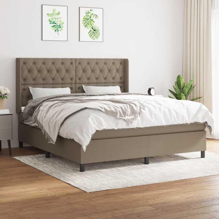 Boxspring met matras stof taupe 160x200 cm