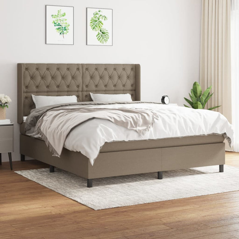 Boxspring met matras stof taupe 160x200 cm