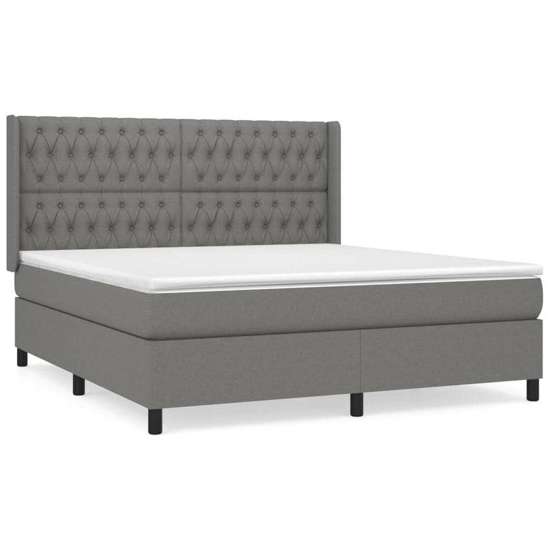 Boxspring met matras stof donkergrijs 180x200 cm