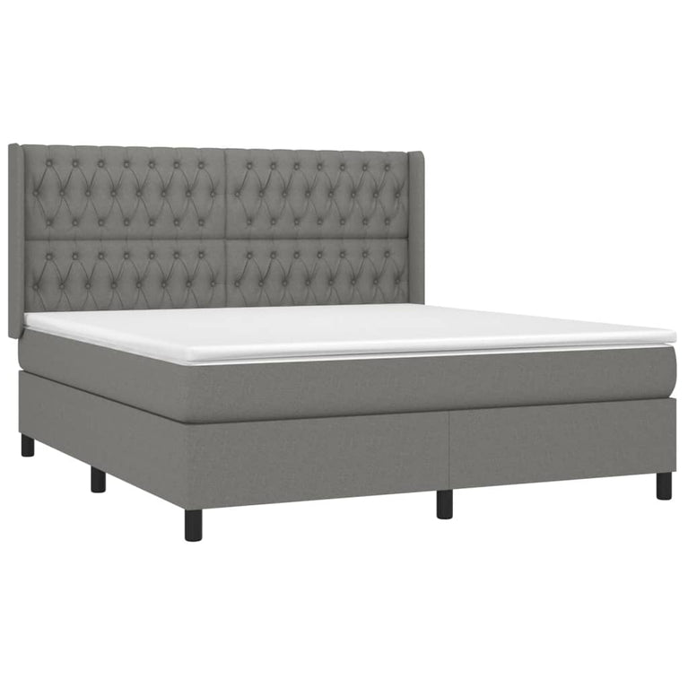 Boxspring met matras stof donkergrijs 180x200 cm
