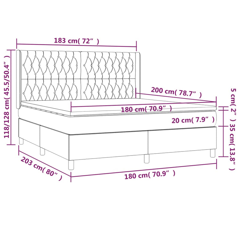 Boxspring met matras stof donkergrijs 180x200 cm