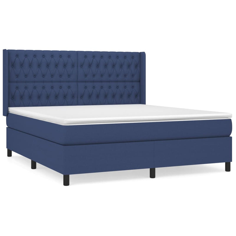 Boxspring met matras stof blauw 180x200 cm