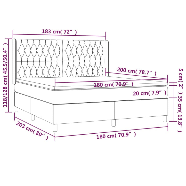 Boxspring met matras stof blauw 180x200 cm