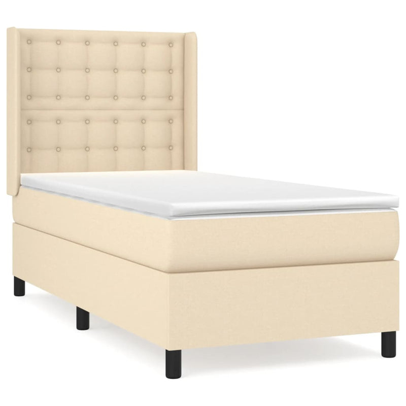 Boxspring met matras stof crèmekleurig 100x200 cm