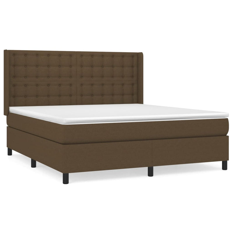 Boxspring met matras stof donkerbruin 180x200 cm