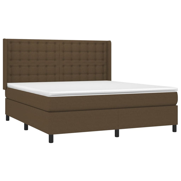 Boxspring met matras stof donkerbruin 180x200 cm
