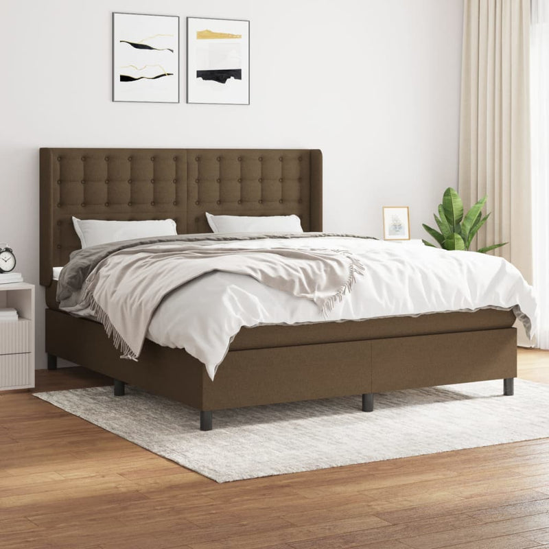 Boxspring met matras stof donkerbruin 180x200 cm