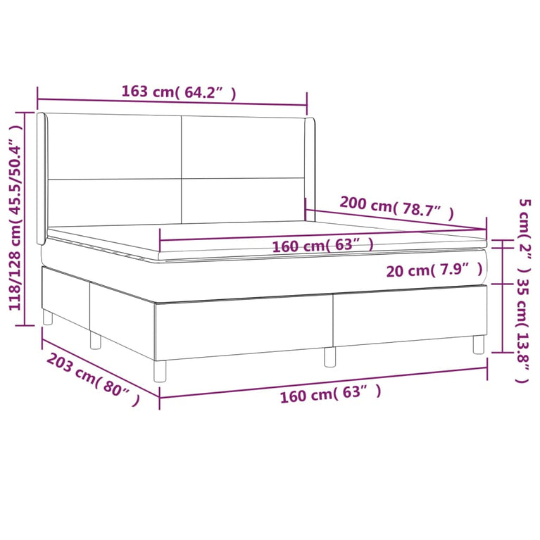 Boxspring met matras stof donkerbruin 160x200 cm