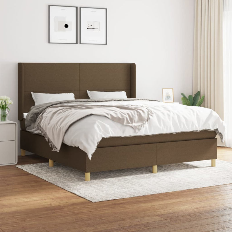 Boxspring met matras stof donkerbruin 160x200 cm