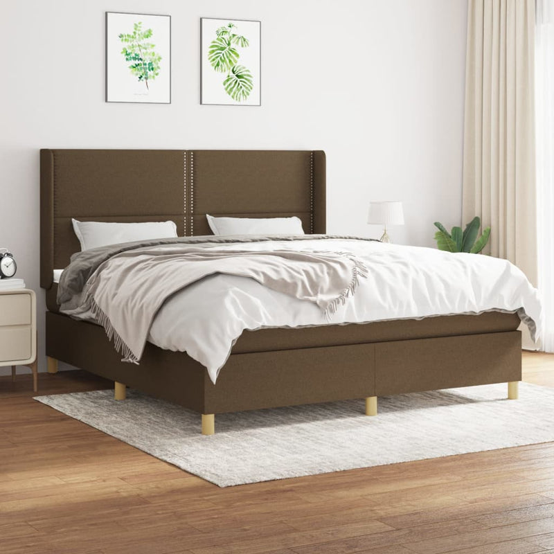 Boxspring met matras stof donkerbruin 160x200 cm