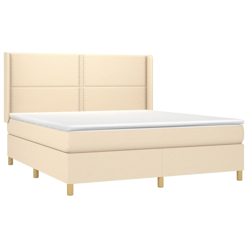 Boxspring met matras stof crèmekleurig 160x200 cm