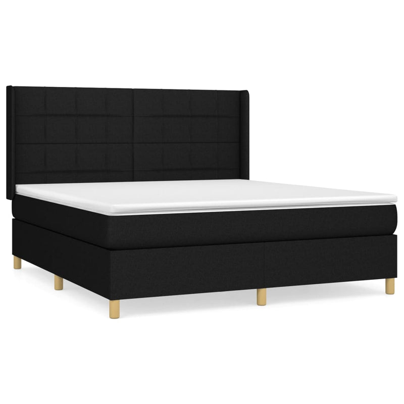 Boxspring met matras stof zwart 160x200 cm
