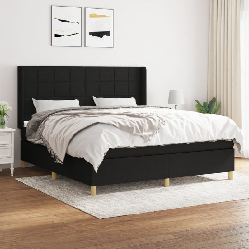 Boxspring met matras stof zwart 160x200 cm