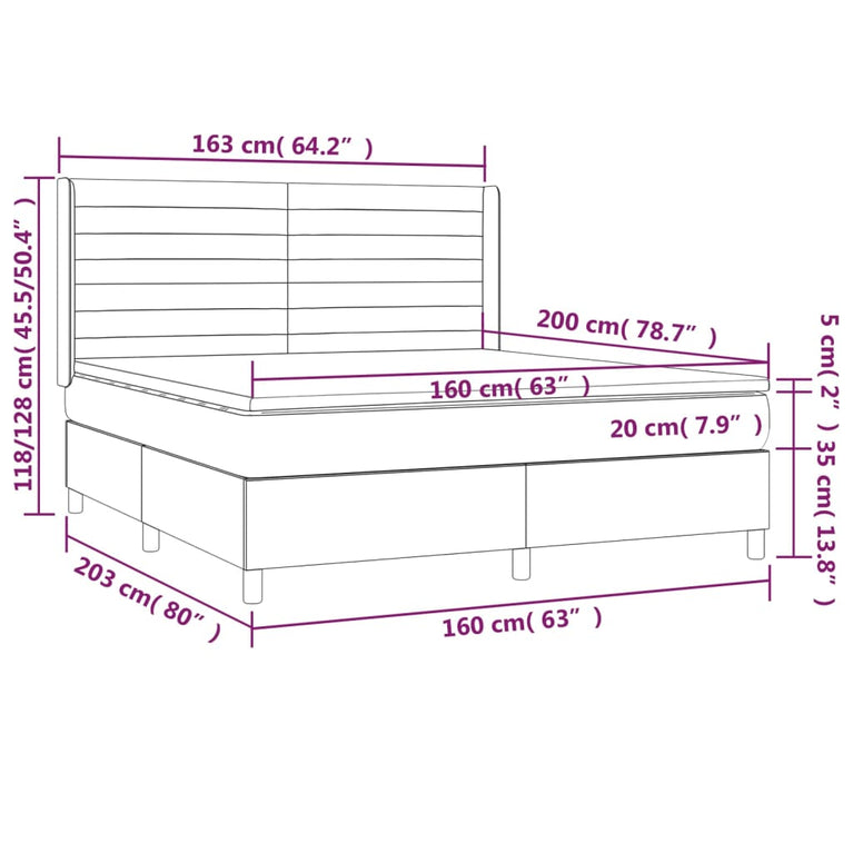 Boxspring met matras stof donkerbruin 160x200 cm