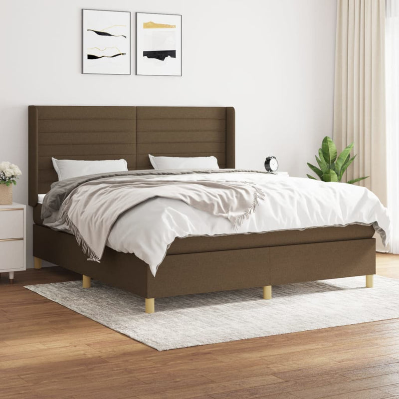 Boxspring met matras stof donkerbruin 160x200 cm