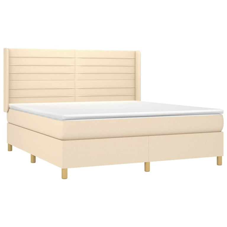 Boxspring met matras stof crèmekleurig 180x200 cm