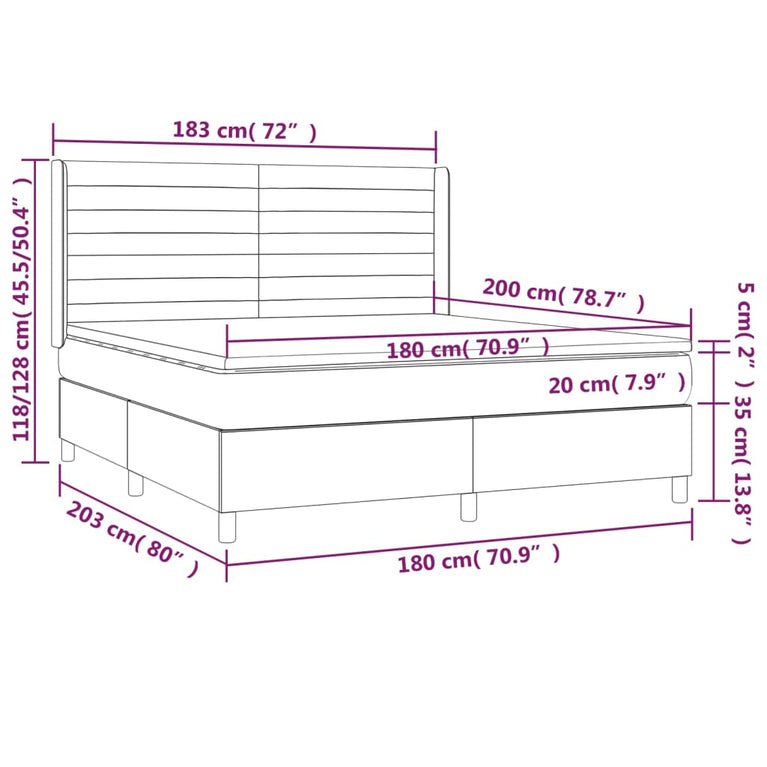 Boxspring met matras stof crèmekleurig 180x200 cm
