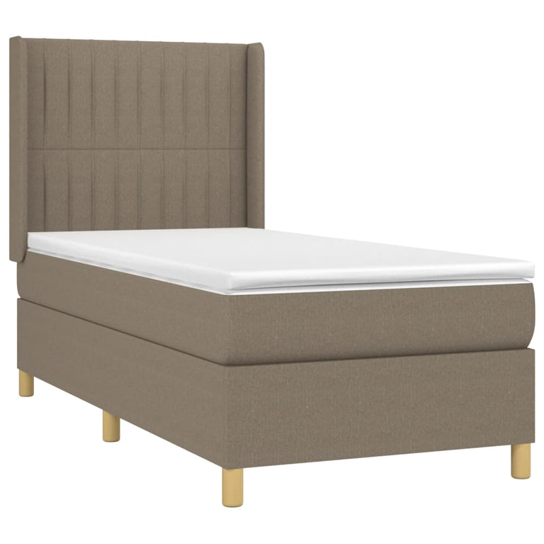 Boxspring met matras stof taupe 100x200 cm