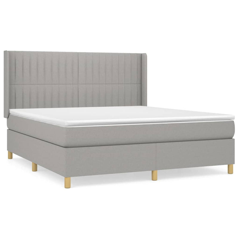 Boxspring met matras stof lichtgrijs 160x200 cm