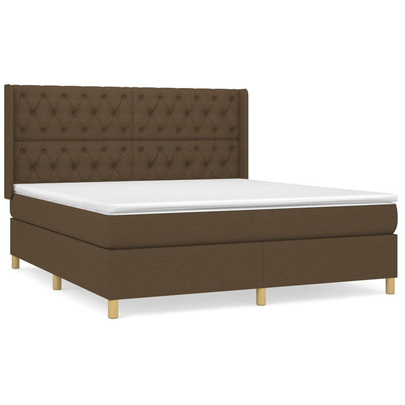 Boxspring met matras stof donkerbruin 160x200 cm
