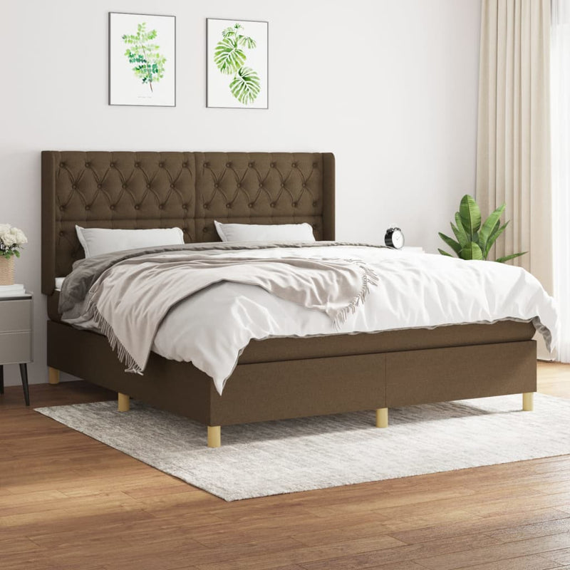 Boxspring met matras stof donkerbruin 160x200 cm