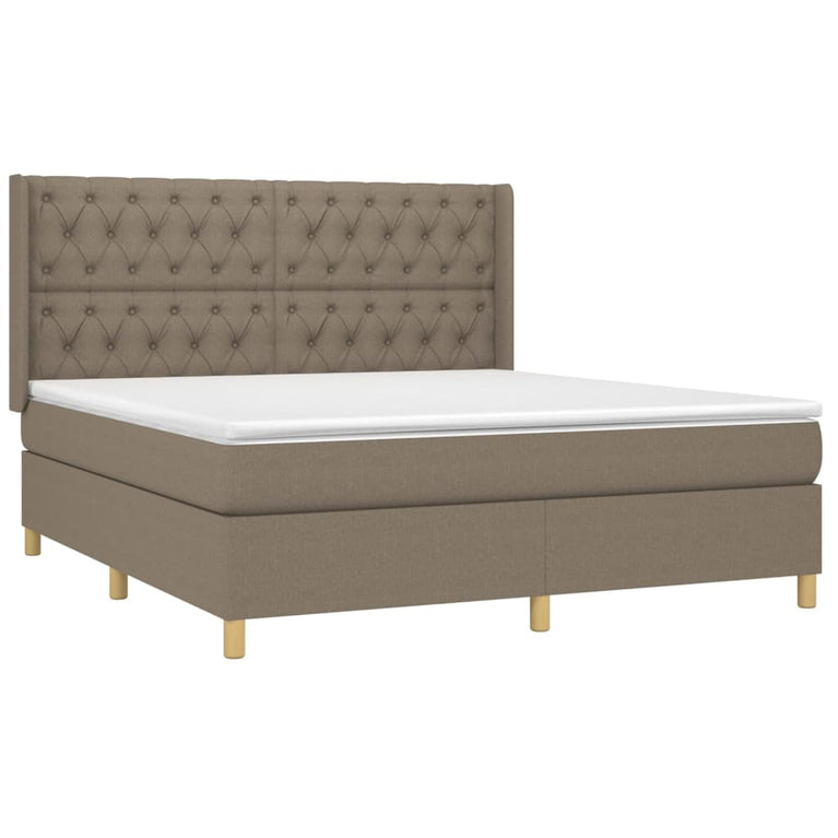 Boxspring met matras stof taupe 160x200 cm