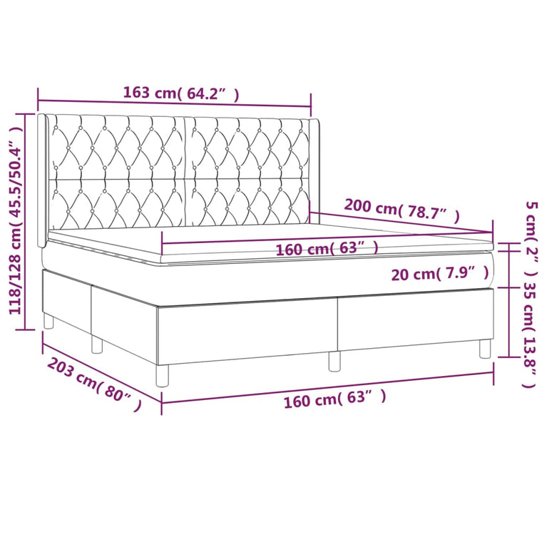 Boxspring met matras stof taupe 160x200 cm