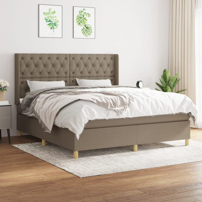 Boxspring met matras stof taupe 160x200 cm