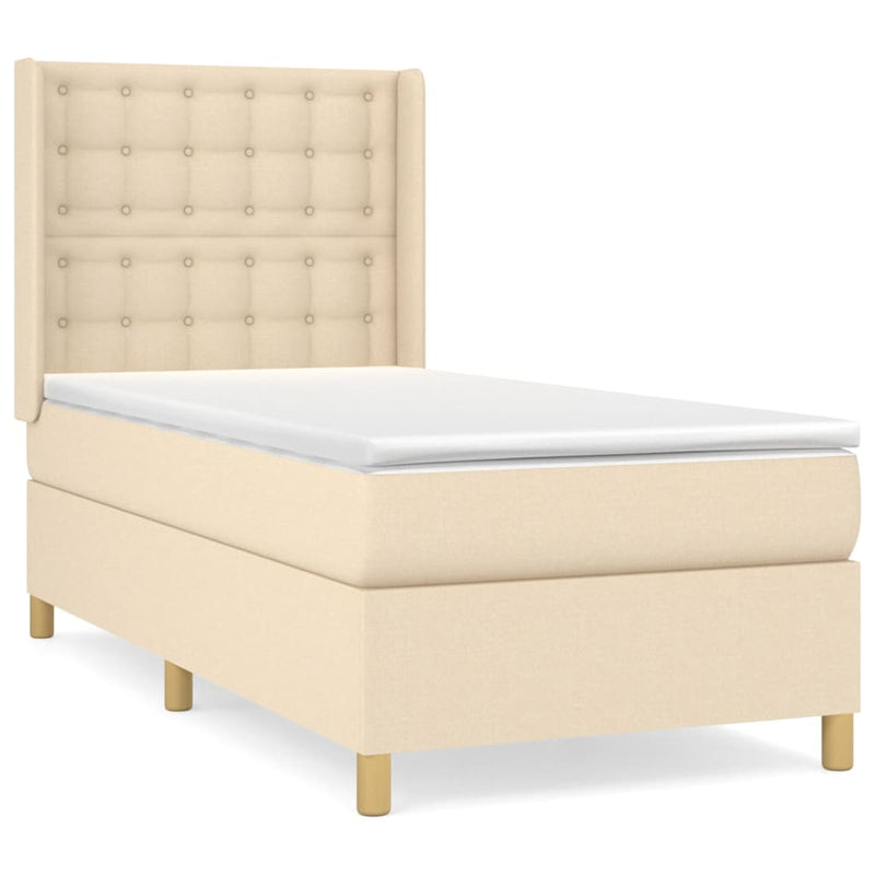 Boxspring met matras stof crèmekleurig 100x200 cm