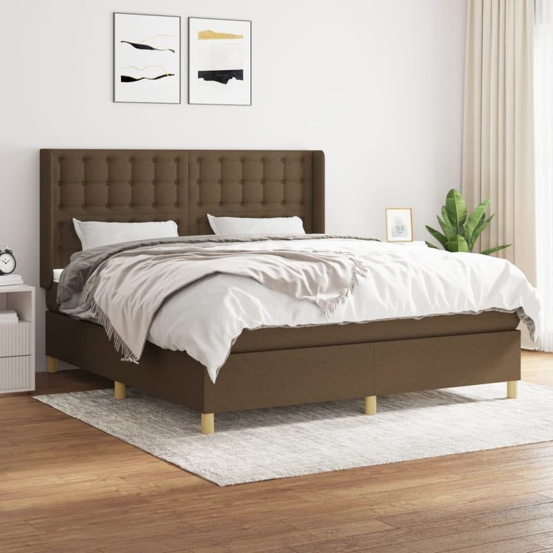 Boxspring met matras stof donkerbruin 160x200 cm
