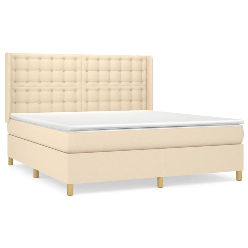 Boxspring met matras stof crèmekleurig 180x200 cm