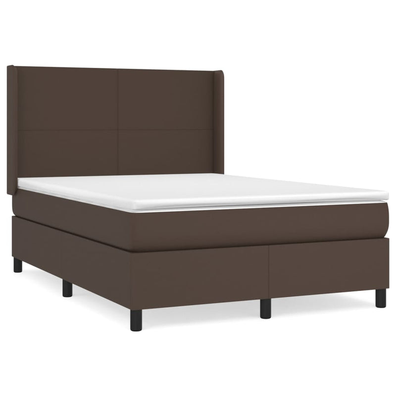 Boxspring met matras kunstleer bruin 140x190 cm