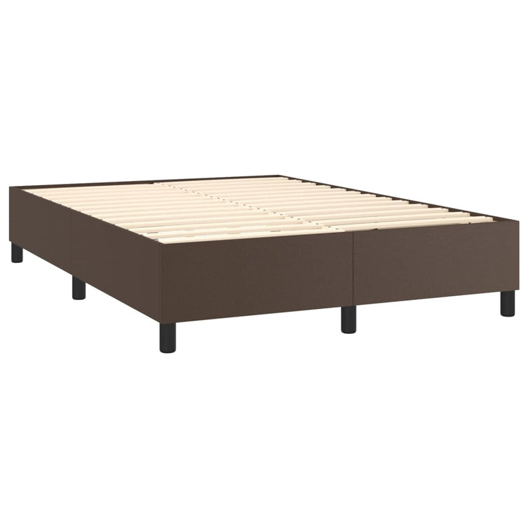 Boxspring met matras kunstleer bruin 140x190 cm