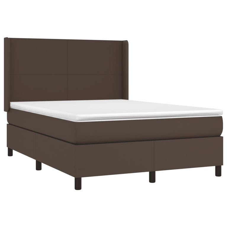 Boxspring met matras kunstleer bruin 140x200 cm