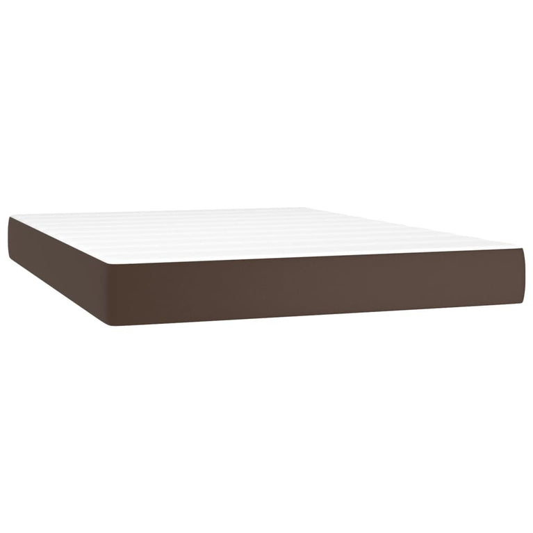 Boxspring met matras kunstleer bruin 140x200 cm