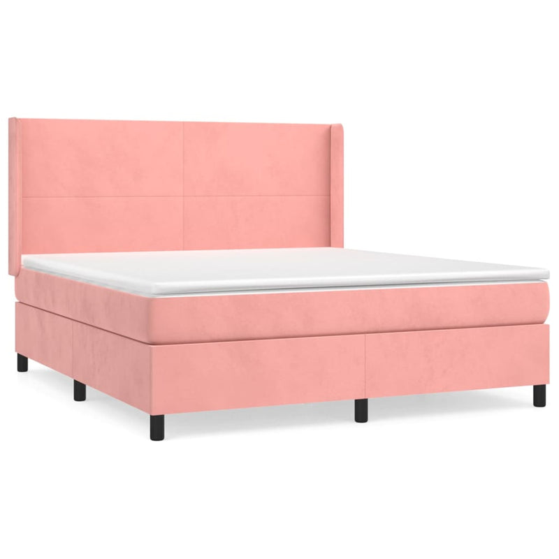 Boxspring met matras fluweel roze 180x200 cm