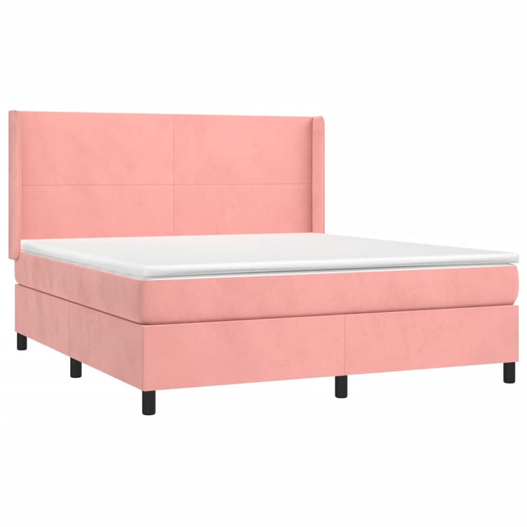 Boxspring met matras fluweel roze 180x200 cm