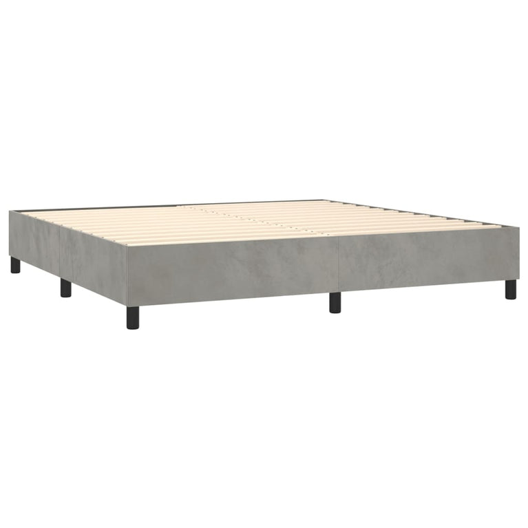 Boxspring met matras fluweel lichtgrijs 180x200 cm