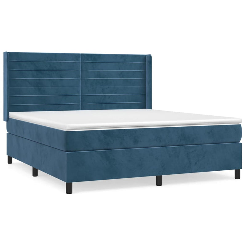 Boxspring met matras fluweel donkerblauw 180x200 cm