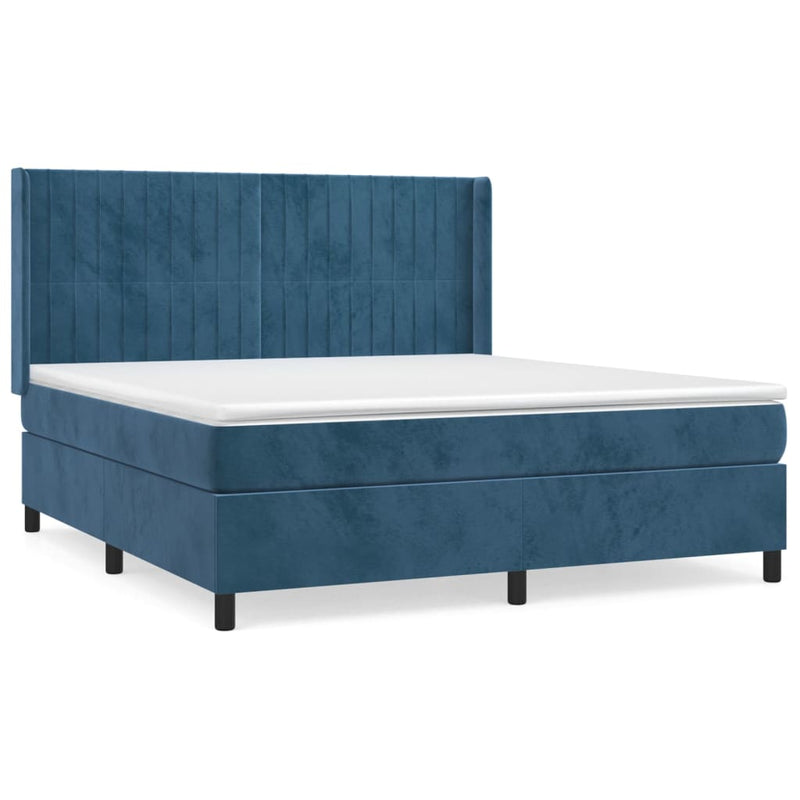 Boxspring met matras fluweel donkerblauw 180x200 cm