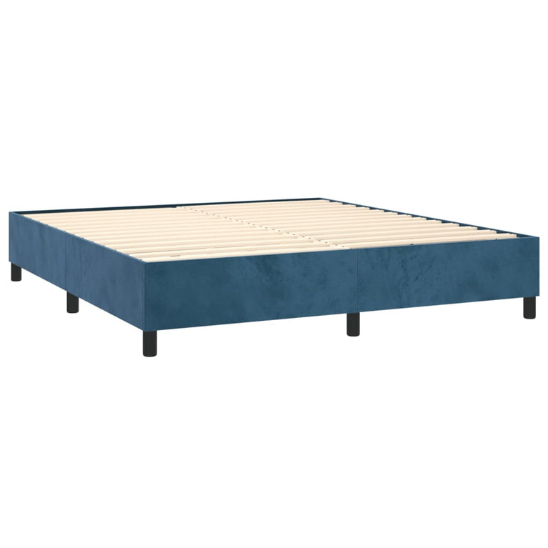 Boxspring met matras fluweel donkerblauw 180x200 cm
