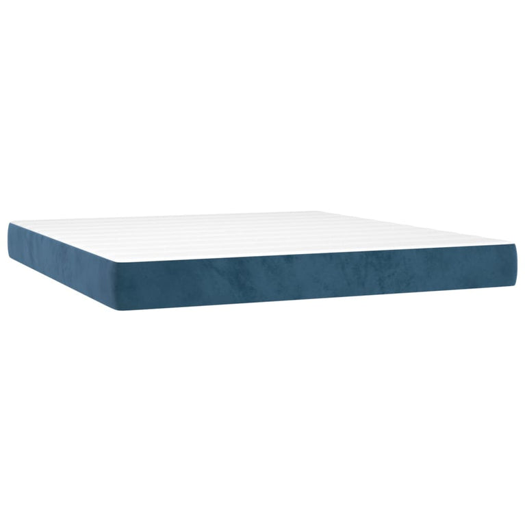 Boxspring met matras fluweel donkerblauw 180x200 cm