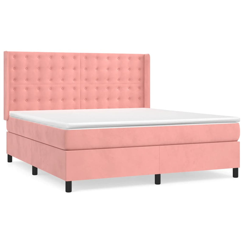 Boxspring met matras fluweel roze 180x200 cm