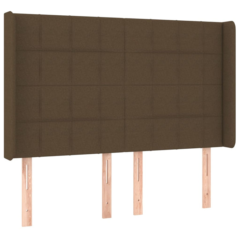 Boxspring met matras en LED stof donkerbruin 140x200 cm