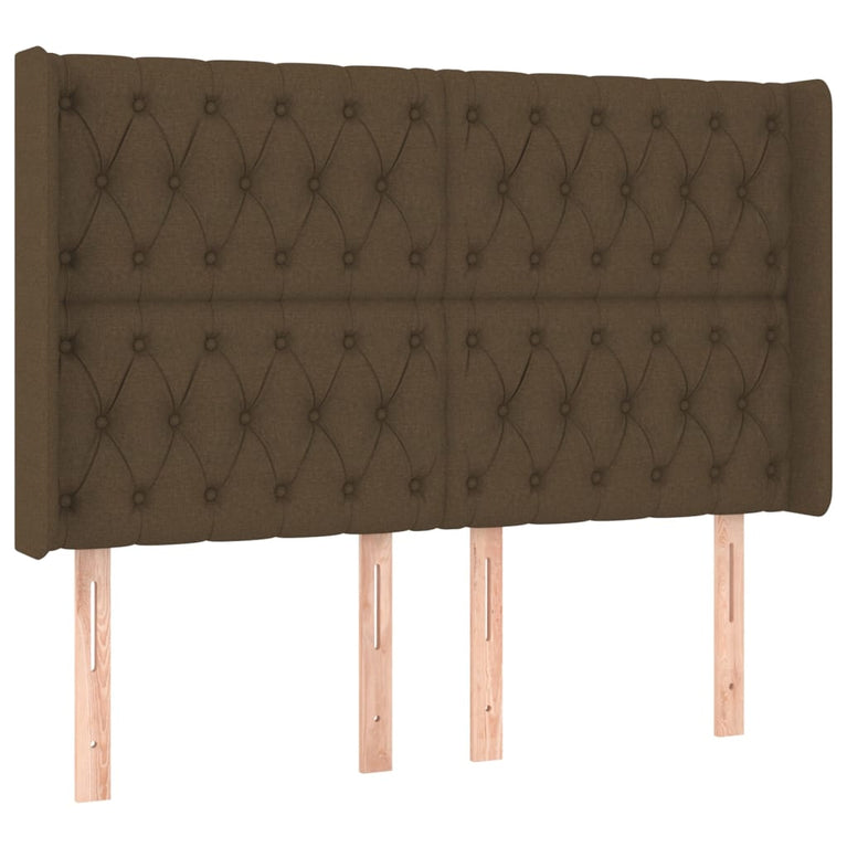 Boxspring met matras en LED stof donkerbruin 140x200 cm
