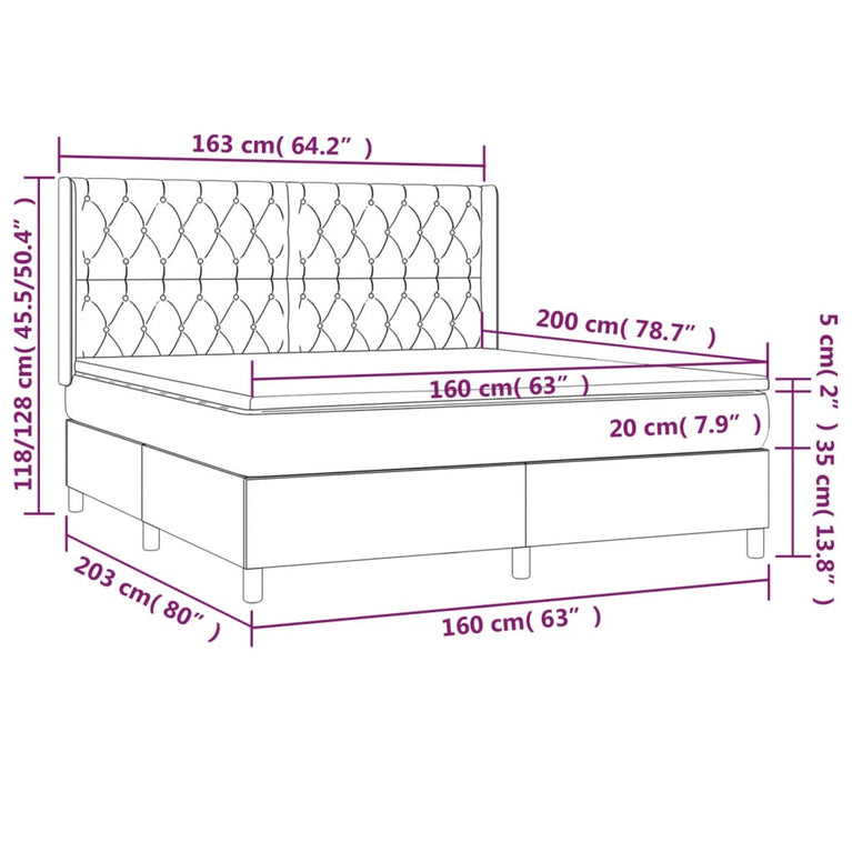 Boxspring met matras en LED stof taupe 160x200 cm