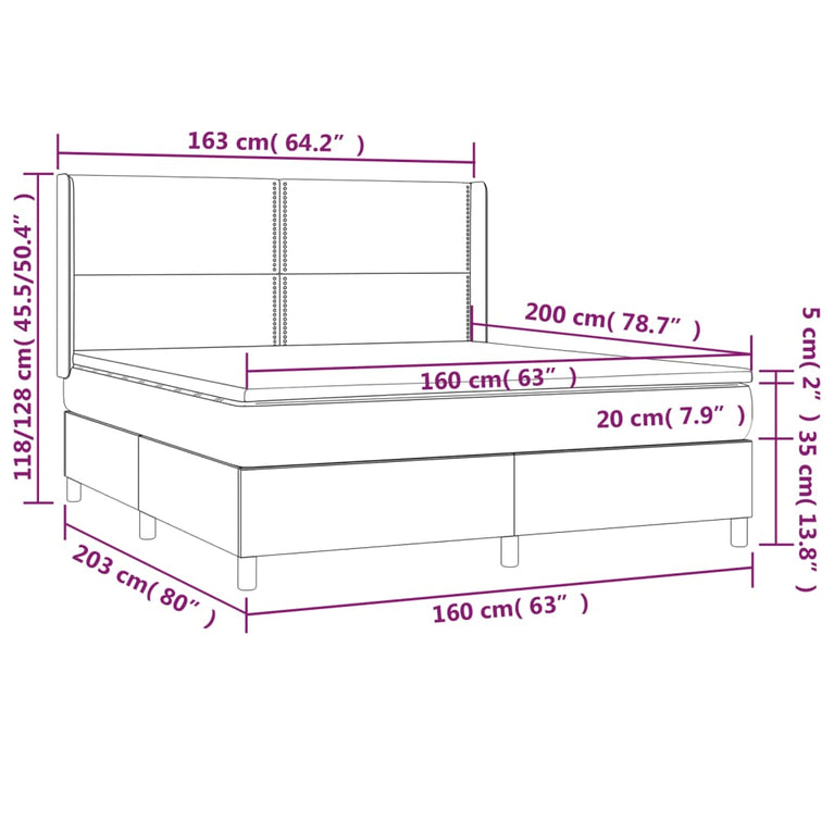 Boxspring met matras en LED stof taupe 160x200 cm