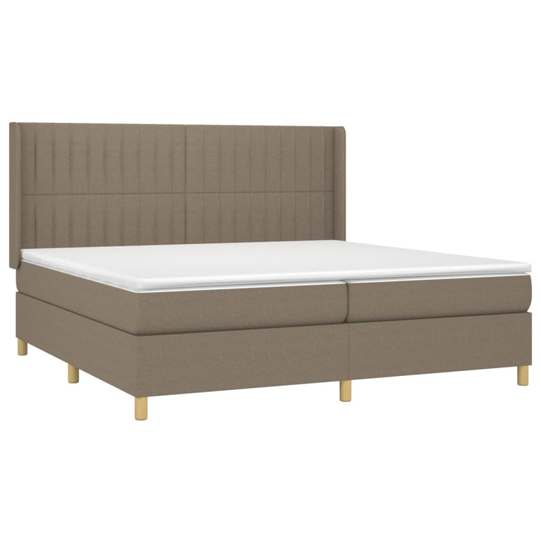 Boxspring met matras en LED stof taupe 200x200 cm
