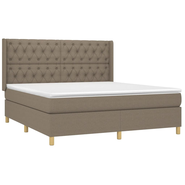 Boxspring met matras en LED stof taupe 160x200 cm