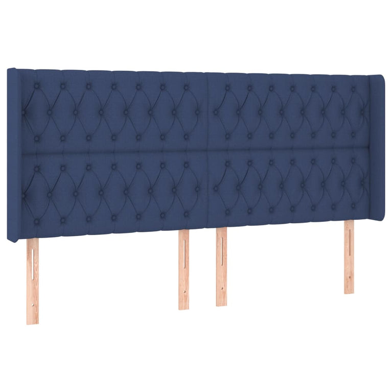 Boxspring met matras en LED stof blauw 180x200 cm